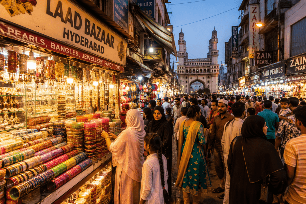 Traditional shopping at Laad Bazaar